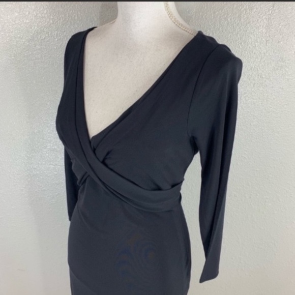 NWT Ann Taylor black cross front midi dress C.C25 - Picture 3 of 7